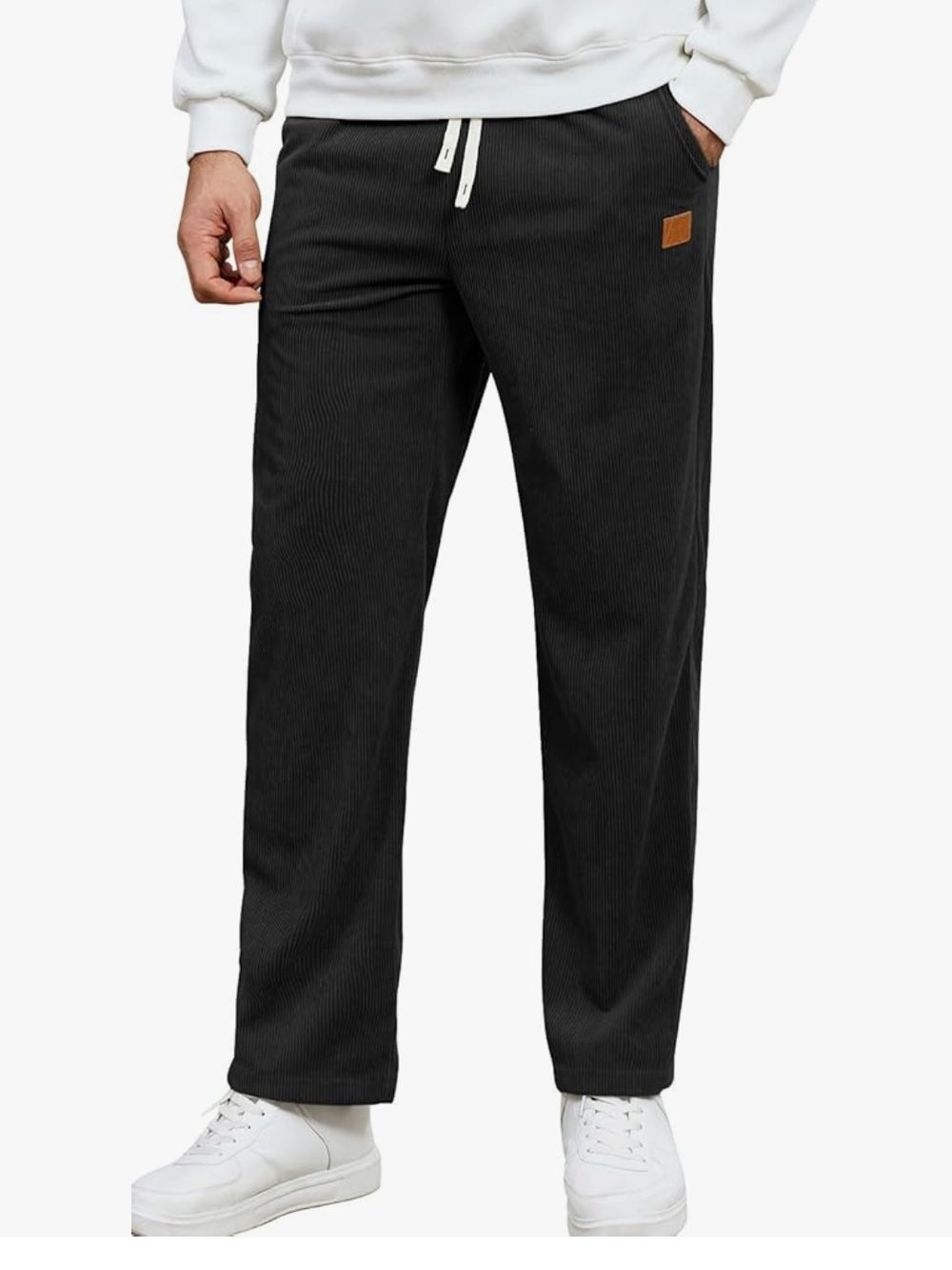 NWOT Men’s Corduroy Casual Pants Drawstring Elastic Waist‎ Stretch Sweatpants